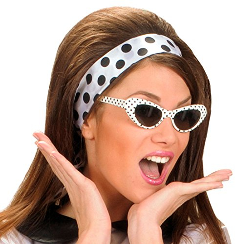 Amakando Retro Sonnenbrille - gepunktet - 50er 60er Jahre Brille Damenbrille 50er 60er Katzenauge Partybrille Faschingsbrille Damen Rockabilly Katzenauge Brille