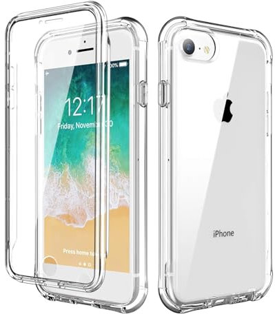 NWNK13® iPhone 7 / iPhone 8 / iPhone se 2022 / iPhone se 2020 Clear Defender 360 grados Funda protectora resistente [protector de pantalla integrado] cubierta de cuerpo completo