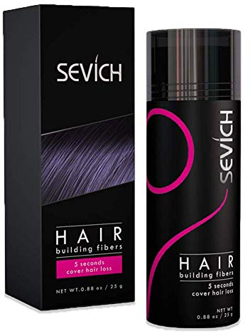 Sevich Hair Keratin Fibres - Verdickendes Haarpuder für Haarausfall oder dünner werdendes Haar, 5 Sekunden Deckkraft, Haarpuder für Männer und Frauen, 25g (dunkelbraun)