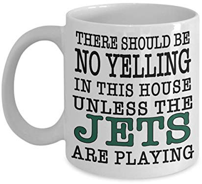 mmandiDESIGNS Jets Fan Game Day Kaffeetasse | If You're From New York and Love Your Football Team, This Large 425.2 g or Smaller 313.8 g Ceramic Cup Is For You
