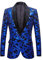PYJTRL Herrenmode Samt Pailletten Blumenmuster Anzugjacke Blazer (XL, Marineblau)