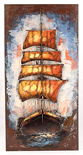 Vintage Line Handgefertigtes Metallbild Wandbild Verschiedene Größen Kunst Bild 3D-Optik (Metallbild Sailing (ca. 120x60 cm))
