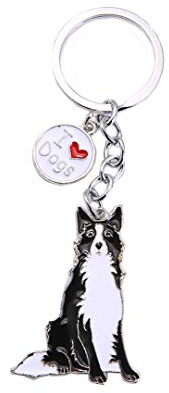 Schlüsselanhänger mit Hundemotiv, niedlicher Metall-Schlüsselanhänger, Taschenanhänger, tolles Geburtstgsgeschenk, 10 cm, (Border Collie)