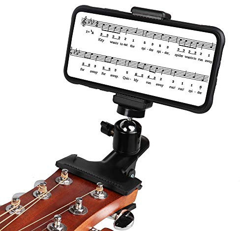 Mr.Power Gitarren-Basskopf-Handyhalterung, Live-Broadcast-Halterung, Clip, kompatibel mit iPhone, kompatibel mit Samsung-Smartphones (Gitarrenkopf-Handyhalterung)
