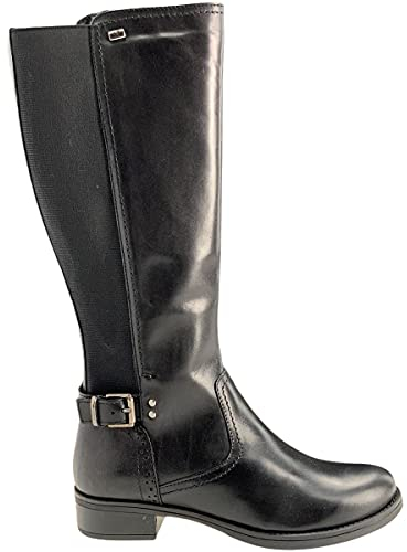 Valleverde Stivale Donna 49127 in Pelle Nero da Indossare con Ogni Tipo di Look con Lavorazione nel Tacco. Una Calzatura Adatta per Tutte Le Occasioni. Autunno-Inverno 2021. EU 38