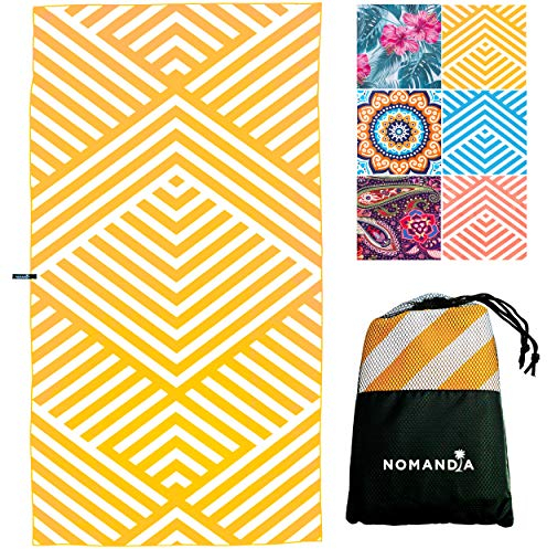 Nomandia Microfibre Beach Towel - Quick Dry Extra Large Microfibre Towel - Sand Free & Lightweight Beach Towels for Adults - Ultimate Travel, Holiday & Swim Towels - Designed in the UK - Bag Included