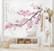 ABAKUHAUS Asiatisch Wandteppich und Tagesdecke, Japanischer Kirschzweig aus Weiches Mikrofaser Stoff Waschbar ohne Verblassen Digitaldruck, 230 x 140 cm, Weiß Rosa