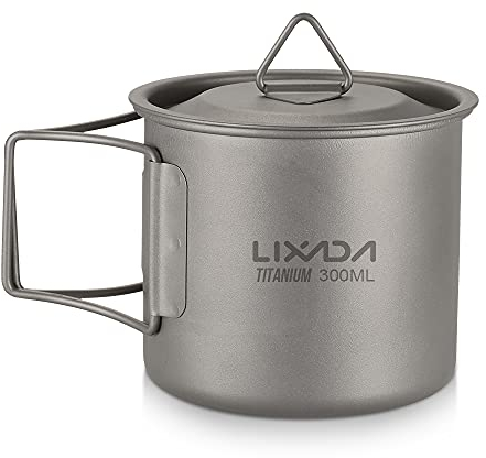 Funien Titanium Cup, Ultralight Titanium Cup Outdoor Portable Camping Picnic Water Cup Mug With Foldable Handle 300Ml / 350Ml / 420Ml / 550Ml / 650Ml / 750Ml
