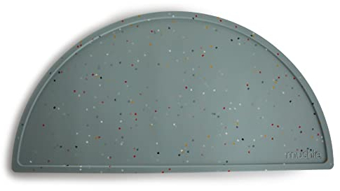 Mushie Set de Table pour Assiette | Silicone et Antidérapante | sans BPA | Accessoires pour Bébé, Jeunes Enfants Garçons et Filles | Matériel Durable & de Haute Qualité | Cambridge Blue Confetti