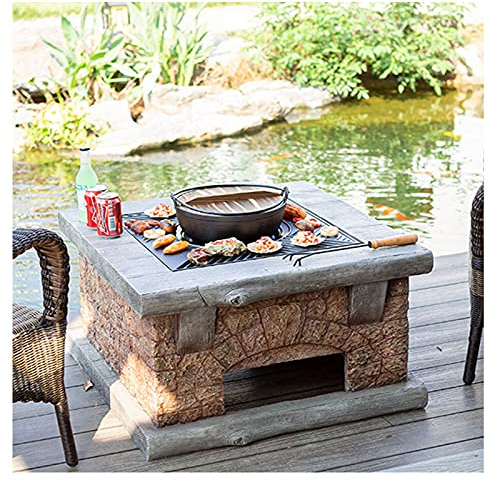 Foyer 2 en 1 de 30 '' pour manger un barbecue et une marmite en même temps, grand bol de foyer extérieur au bois, foyer de feu camp portatif avec grille de barbecue réglable cour extérieure
