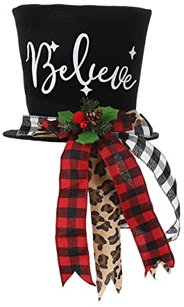 Anntool Weihnachtsbaum Topper Hut, Weihnachten Nussknacker Soldat Topper Hut für Weihnachtsbaum Dekoration, schwarzer Samt Bowler Derby Hut mit langem Plaid Band Ornament für Zuhause Urlaub Dekoration