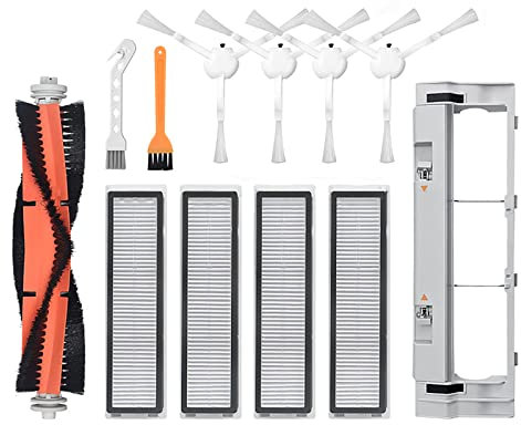 HUAYUWA Ensemble d'accessoires Vcauum de rechange pour Dreame D9, 1 brosse à rouleau + 4 filtres + 1 couvercle de brosse à rouleau + 4 brosses latérales (blanc)