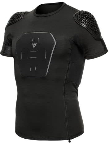 Dainese M Rival Pro Tee Schwarz - Bequemes leichtes Herren MTB Protektor T-Shirt, Größe L - Farbe Black