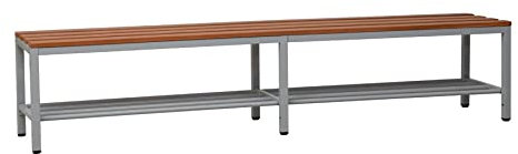 Schrank & Stuhl Sitzbank | Garderobenbank mit Schuhrost, freistehend, 200 cm breit, Grau/Buche