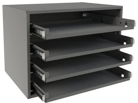 Durham 307B-95 Gray Cold Rolled Steel Bearing Rack for 4 Small Metal Compartment Boxes, 15-9/16 Width x 11-5/16 Height x 11-7/8 Depth