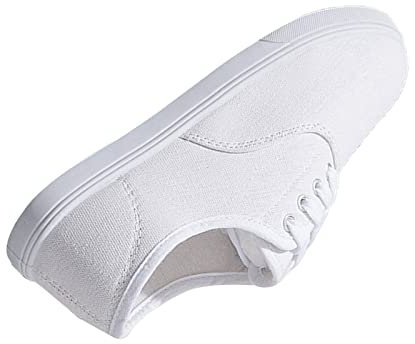 KEHUAN Unisex-Schnürschuhe Für Herren, Kampfsport, Low-Top-Segeltuchschuhe Für Herren, Damen, Erwachsene, Kinder,White-41 EU