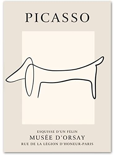 AIVYNA Pablo Picasso Poster Linie Dackel Minimalistische Wand Bilder Picasso Leinwand GemäLde Picasso Kunstdrucke Picasso Bilder Wohnkultur Rahmenlos 30×40cm