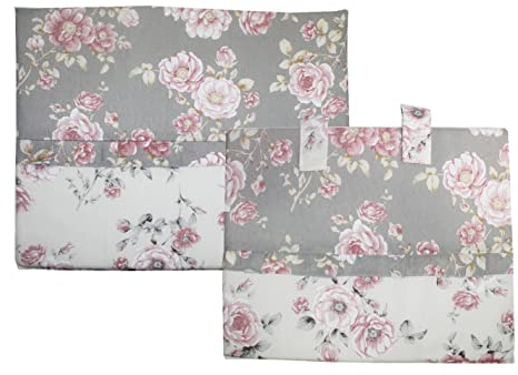 Coordinato Copriforno Roses Coprifornello Roselline 4 Fuochi Arredo Casa Cucina -Grigio-Forno+fornello