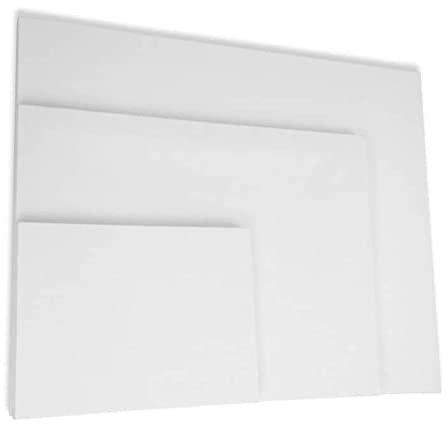 Toile à Peindre Blanche dans un Cadre en Bois, Blanc, Cadre en Coton, pour Peinture Acrylique et à l'Huile, Disponible en Différentes Tailles, Lot de 3
