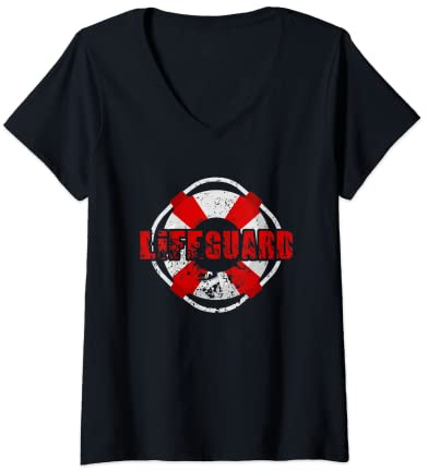 Damen Lifeguards Swimmer | Rettungsring | Life Saver T-Shirt mit V-Ausschnitt