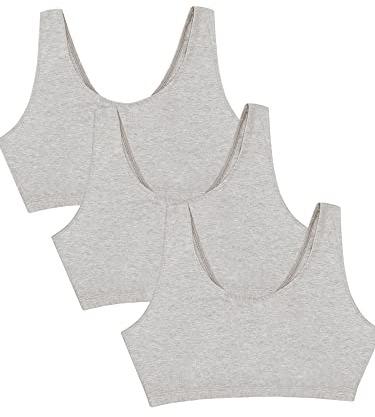 Fruit of the Loom Damen Cotton Tank Bra for Women-Ultimate Comfort & Breathable Fit Sport-BH, Blickdicht, Grau/Grau/Grau, 100 Größen (3er Pack)