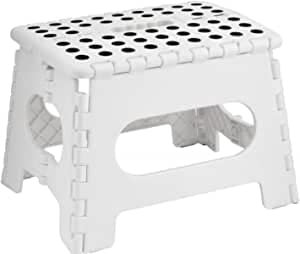 BozexPro 9 inch small folding step stool for adults-kids-infant,Heavy duty foldable stools for adults,non slip kitchen stool-garden stool, (White) (12)