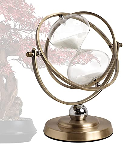 Tuzsocr Sablier 60 Minutes en Laiton,minuteur Rotatif à 720 °,sablier en Verre Vintage pour la Maison,Cristal Transparent Sablier Horloge,pour Cadeaux,Maison,Bureau,décoration de Bureau (Blanc)