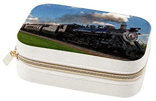 Diusye Joyero de terciopelo para mujer y niña, organizador de joyas de viaje, estuche de almacenamiento con bandeja extraíble - Tren de vapor retro