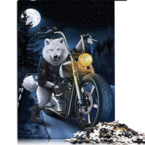 Puzzles 1000 Teile Polar Wolf Ride Motorrad Puzzles für Erwachsene Papppuzzles Puzzle Hands-on Game (Größe 26x38cm)