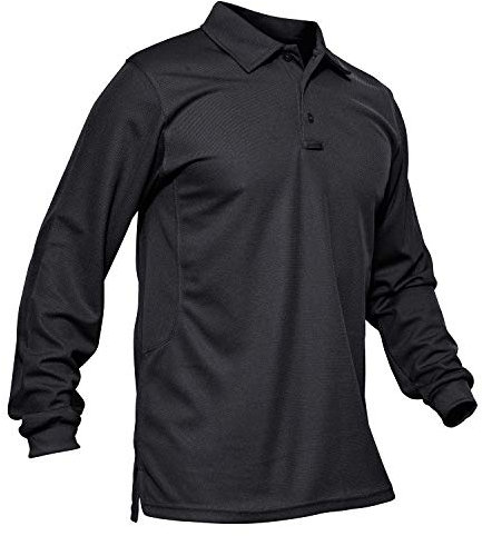KEFITEVD Golf Shirts for Men Long Sleeve 3 Buttons Polos Working Tactical Sports T-Shirt Breathable Lightweight Workout,Black,XL