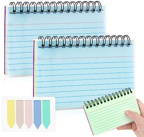 150 Stück Karteikarte Linierte, Tikplus Spirale Notizblock mit Transparenter Abdeckung, Bunt Karteikarten Lernkarten, Flashcards Lernzettel für Schulsachen, Lernen zubehör, Vokabelkarten, Treffen