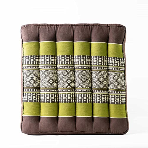 Aga’s Own traditionelles Yogakissen, Meditationskissen mit natürlicher Kapok-Füllung, Sitzkissen, Bodensitz zur Entspannung, Thai-Kapok, Bodenkissen für draußen, orientalisches Muster(Sitzkissen Grün)