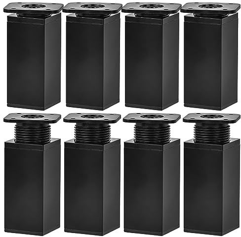 Btowin VCF 5cm Metall Möbelfüße, 8 Stück Modern Aluminium Höhenverstellbar Quadrat DIY Ersatz Tischbeine Schrankfüße für Schrank Sofa Couch TV-Ständer Kommoden