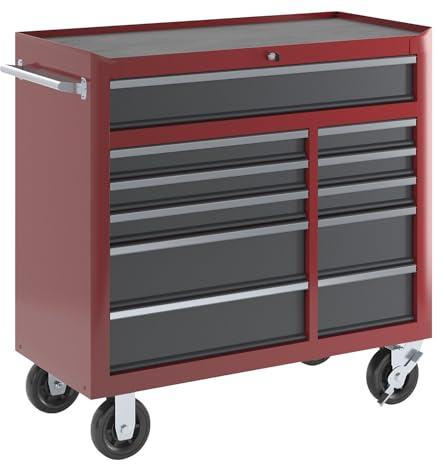 Kaiser + Kraft Werkstattwagen | HxBxT 1007 x 1067 x 458 mm, 11 Schubladen, rot