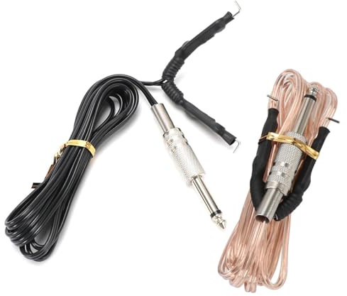 TorSor 2 Pack Tattoo Clip Cord 1.8M 6FT Hook Power Supply Line Cable Cords Adapter 6.35mm 1/4 Plug Connection For Tattoo Machine Equipment Gun Spare Parts Accessory Transparent + Black