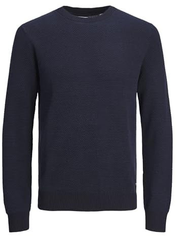 JACK & JONES Knitted Pullover Plain Knitted Pullover Mood Indigo, XL