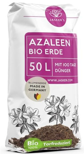 Bio Azaleenerde 50 L - Saure Erde mit 20% weniger Torf für Moorbeetpflanzen - Erde für Pflanzen mit Dünger - Moorbeeterde - Pflanzenerde mit saurem PH-Wert für Azaleen und Erika (Calluna)