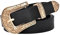 EMOTTOS Damen Vintage Leder Gürtel - Schnitzerei Schnallen Western Cowboy Cowgirl für Frauen, Mit Exquisiter Retro Schnalle für Jeans Kleid (A-GOLD)