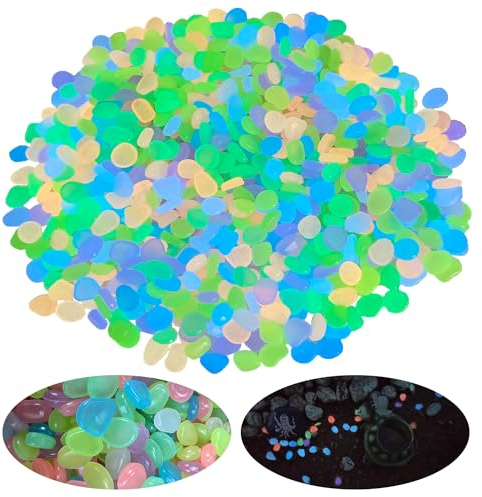 Cailloux Jardin Exterieur,800 Pièces Lumineuses Galets Brillants Décoratifs Cailloux Aquarium Cailloux Decoratif Decoration Jardin Exterieur Décoration Aquarium Vase Decoratif (Coloré)