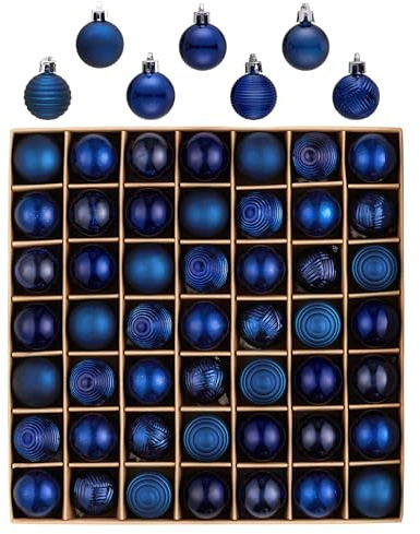Valery Madelyn Weihnachtskugeln, 49 Stück 3cm Bruchsichere Christbaumkugeln Weihnachtskugel, Christbaumschmuck mit Aufhänger(Blau)