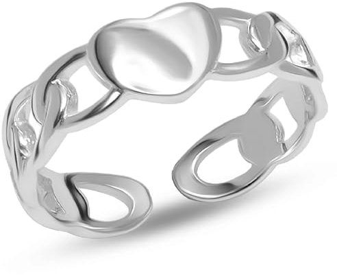 LeCalla 925 Sterling Silber Zehenringe für Frauen | Endlose Liebe Herz Zuneigung Einstellbare Zehenband Ringe