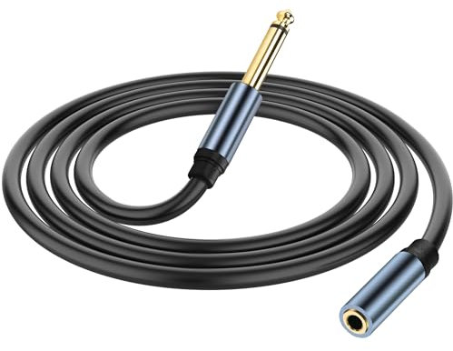 JSADZKJ Câble d'extension audio 6,35 mm vers 3,5 mm 3,5 mm 1/8 femelle TRS vers 6,35 mm 1/4 mâle TS Câble audio mono 1/4 vers 1/8 pour ordinateur portable, amplificateur, haut-parleur 5,9 ft