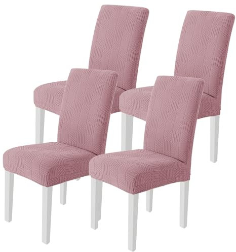 Ystyle Housse De Chaise 4 Pièces, Housse Chaise Salle À Manger Moderne Élastique, Amovible Lavable Protection Chaise, Universel Housse pour Chaise Mariage, Rose