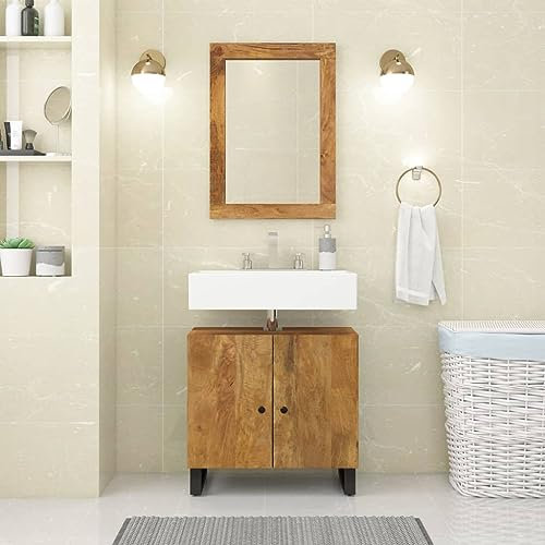 ShGaxin 2-TLG. Badmöbel-Set Massivholz Mango, Badezimmermöbel Set, Badezimmerschrank, Badschrank, Bathroom Furniture Sets, Bad Möbel Modern Set, Badmöbel - 3200636