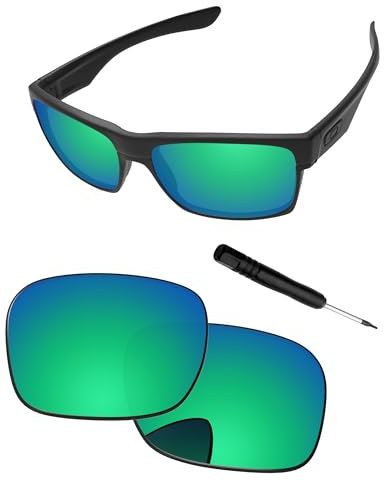 PapaViva Verres de rechange pour lunettes de soleil Oakley TwoFace OO9189, vert émeraude, TwoFace