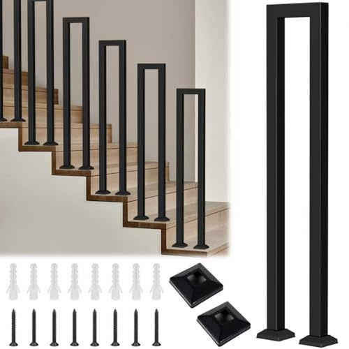 U-förmige Geländer Treppe, Treppengeländer Innen, Treppengeländer Außen, Handlauf Treppe U Form, Geländer Treppe Treppenhandlauf für Balkone Flure Wohnungen Villen (U-Schwarz, 95CM)