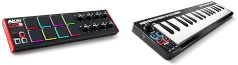 AKAI Professional LPD8 - USB MIDI Controller with 8 Responsive MPC Drum Pads for Mac and PC & M-Audio Keystation Mini 32 MK3 - USB MIDI Keyboard Controller
