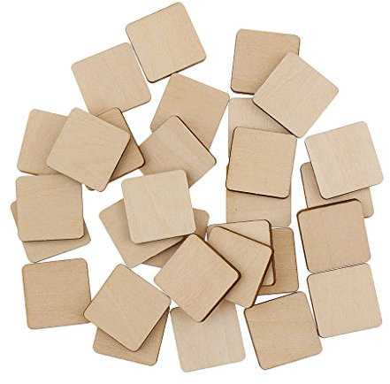 Lot de 30 plaques vierges carrées en bois MDF brut 20 x 20 mm