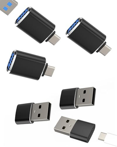 USB C OTG Adapter Type C Male to USB-A Female Adaptor (6Pack)for iPhone 16 15 for iPad Macbook Pro Compatible for Samsung Galaxy S23 Charging Cable Port Converter for Apple Mac Auto Car Plug Connector