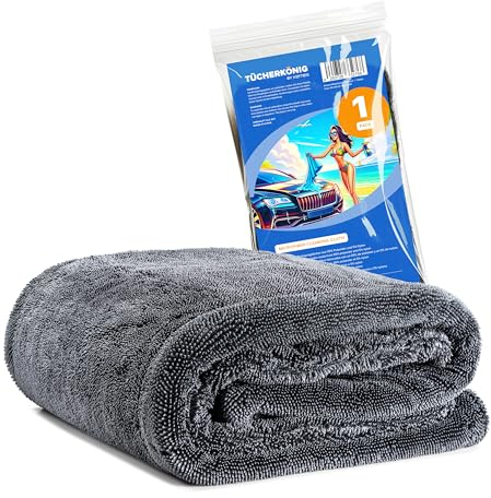 Kemes Paño de microfibra auto XXL ultra absorbente con 1400 g/m² de peso pesado gris 50 x 80 cm, paño seco de microfibra de primera calidad, sin rayar | Paño de pulido absorbente de 5 veces para